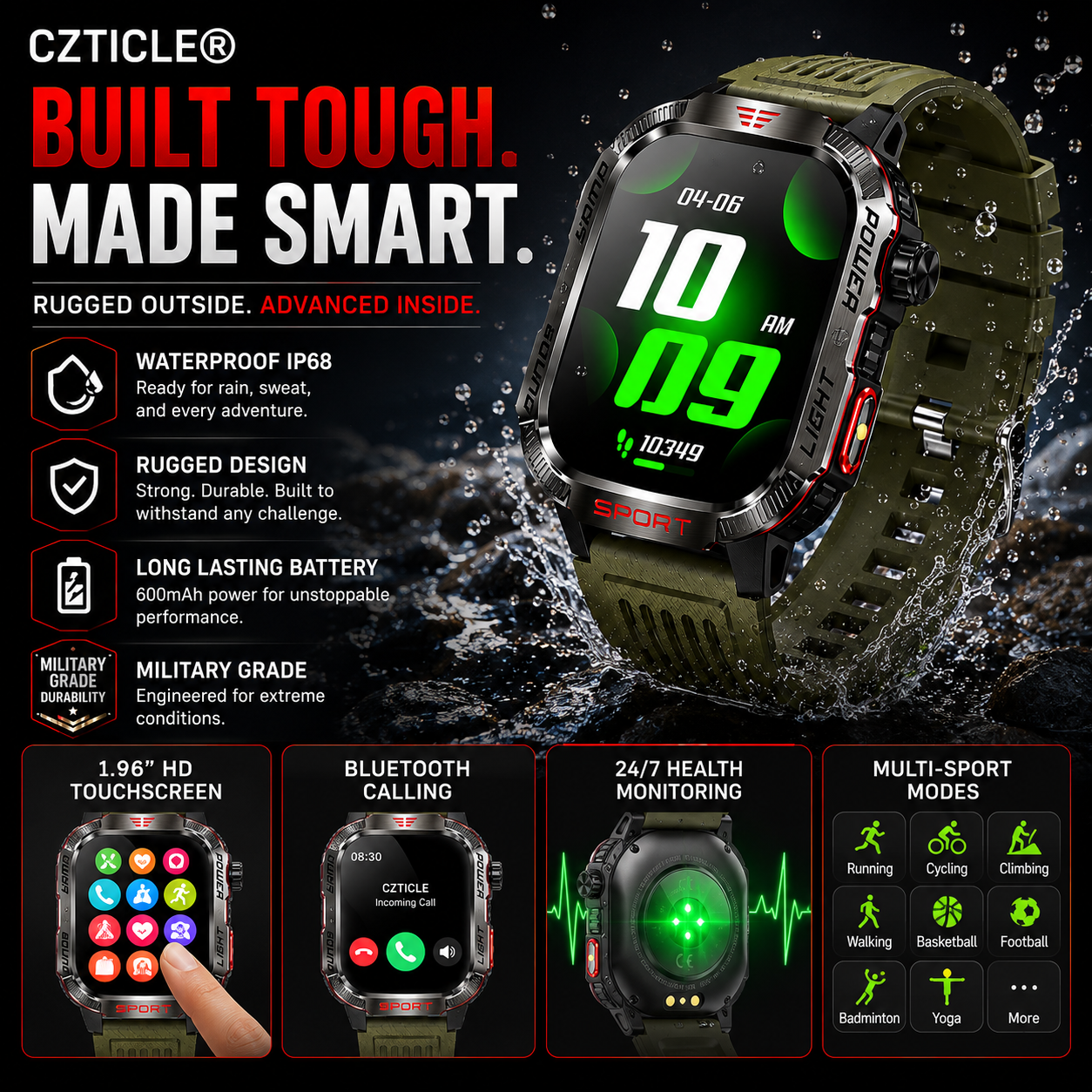 CZTICLE® Touchscreen Waterproof Smart Watch