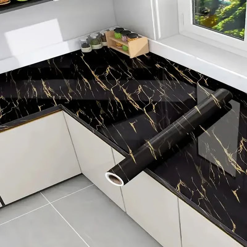 Gold Marble Pattern Self-Adhesive Wallpaper Roll (60x500cm)