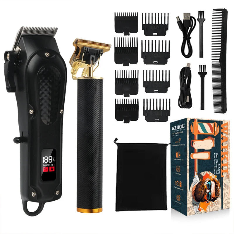 Durable & Sharp Electric Hair Clipper Set – Self-Sharpening Blades, Quiet Brushless Motor & Smart Display Screen ✂️