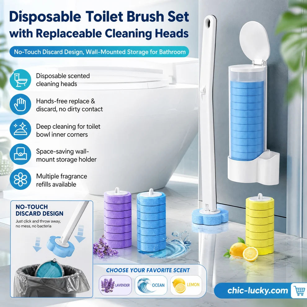🚽💦Hands-Free Disposable Toilet Brush with Replaceable Cleaning Heads