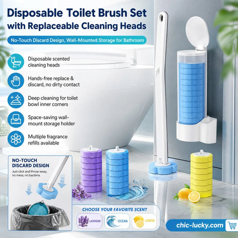🚽💦Hands-Free Disposable Toilet Brush with Replaceable Cleaning Heads