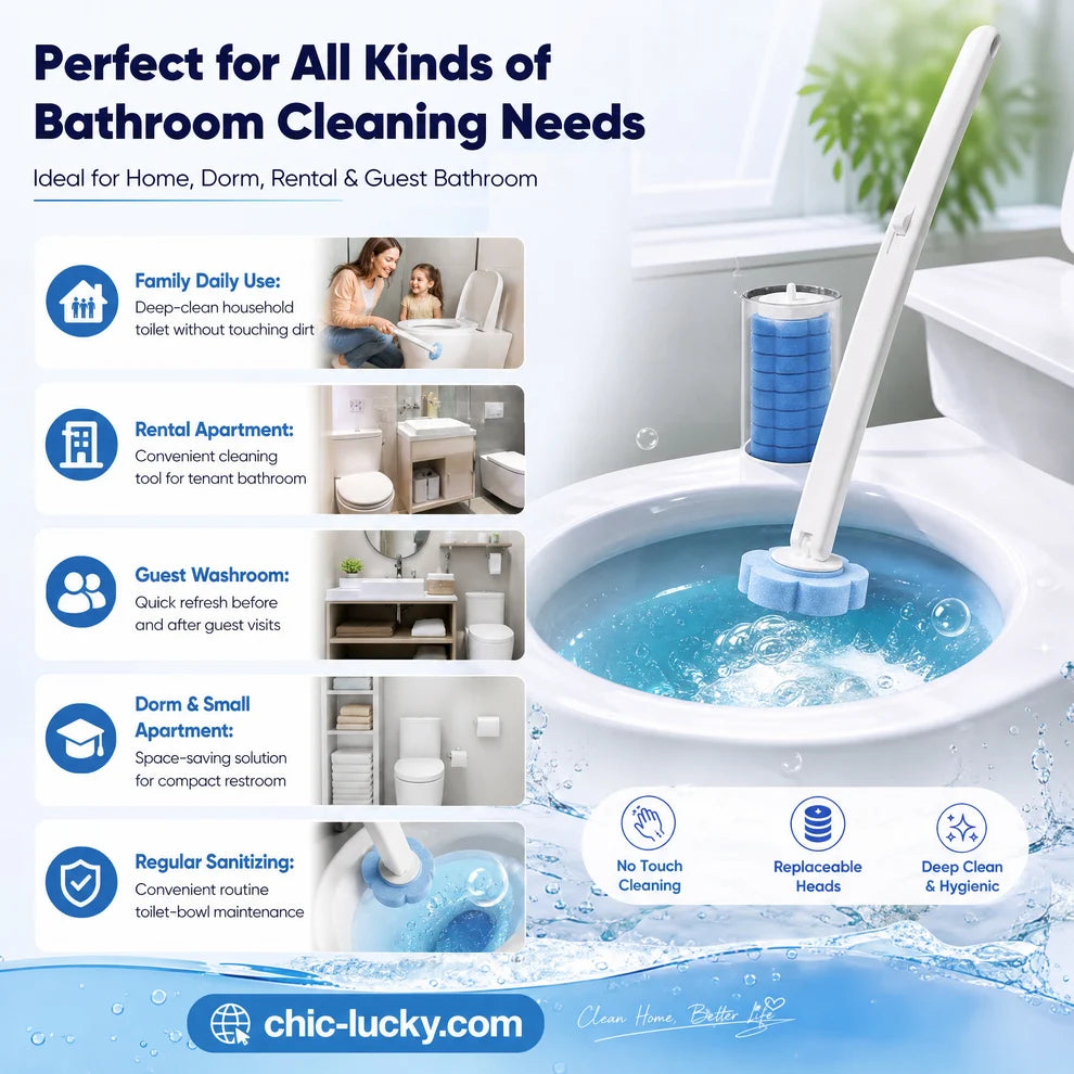 🚽💦Hands-Free Disposable Toilet Brush with Replaceable Cleaning Heads
