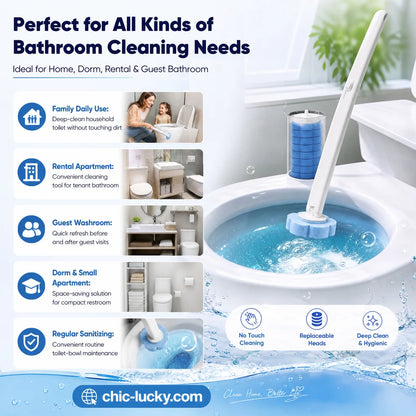 🚽💦Hands-Free Disposable Toilet Brush with Replaceable Cleaning Heads