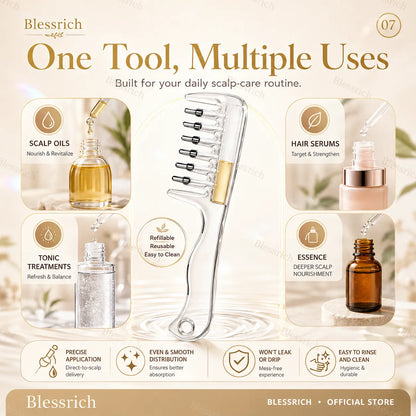 Transparent Hair Oil Applicator Comb With Serum