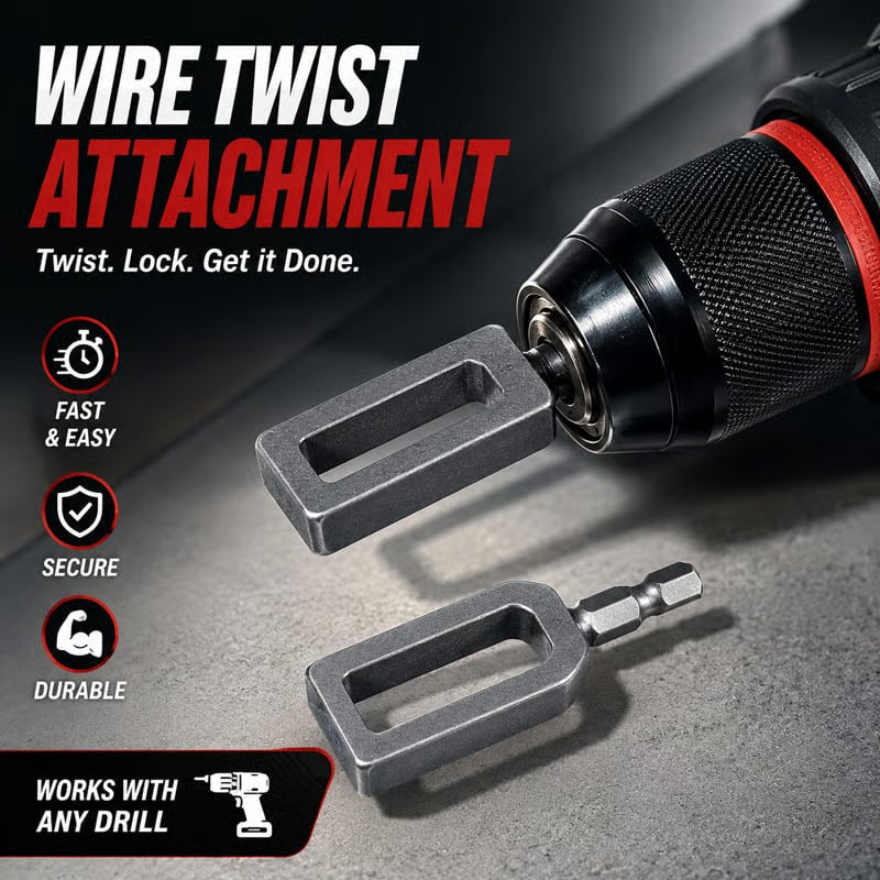Steel Wire Twisting Tool for Drill - Fast Tightening & Auto Trimming Wire Twist Attachment
