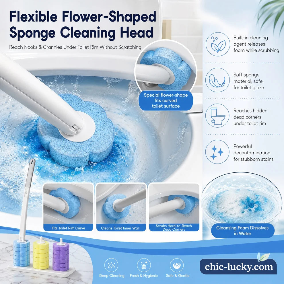 🚽💦Hands-Free Disposable Toilet Brush with Replaceable Cleaning Heads