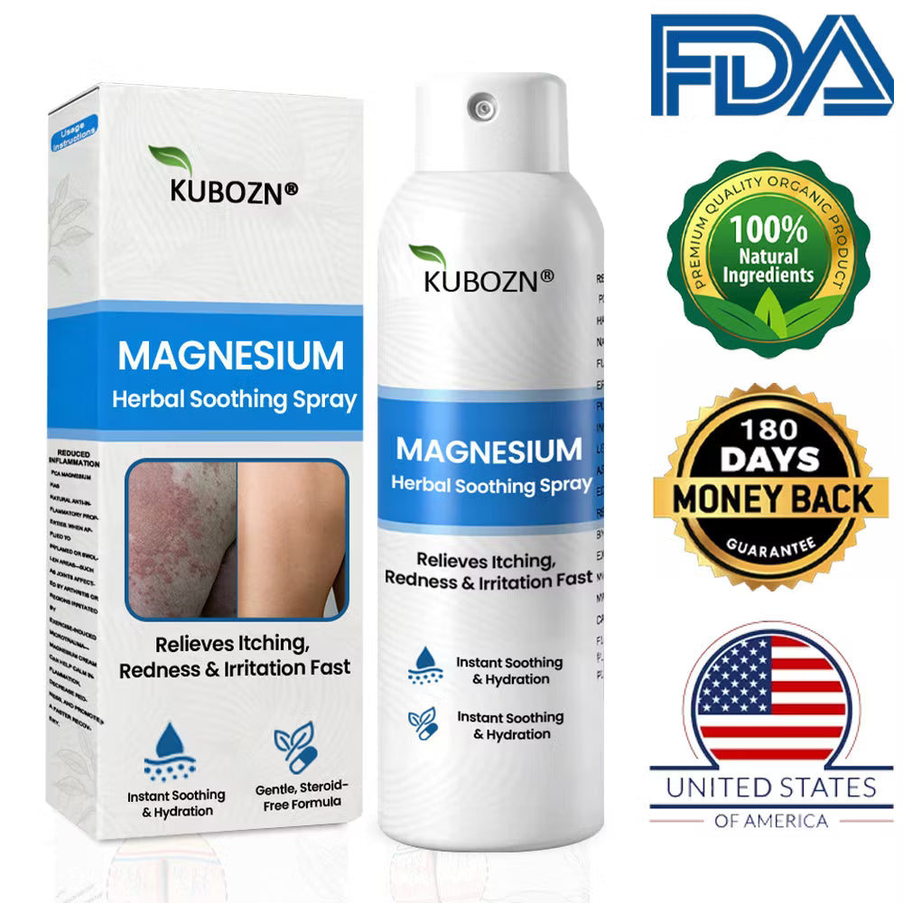 KUBOZN® Magnesium Herbal Spray – Fast Relief for Psoriasis & Eczema | No-Rub, Steroid-Free (IMPORTED)