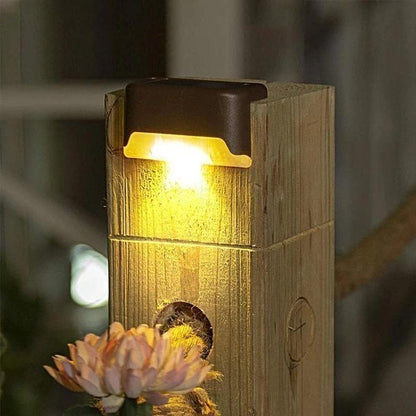 LED Solar Lamp Path Staircase Outdoor Waterproof Wall Light Pack of 4