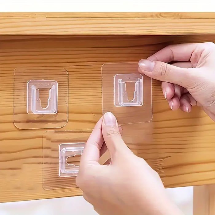 Transparent Double-sided Adhesive Wall Hooks - Pack Of 16