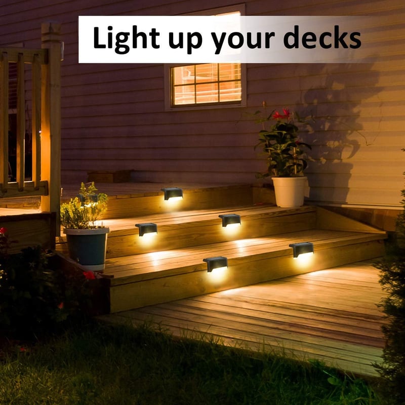 LED Solar Lamp Path Staircase Outdoor Waterproof Wall Light Pack of 4