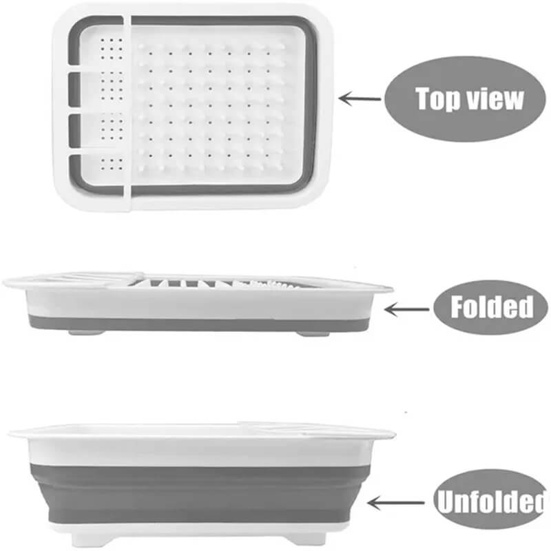 Kitchen Foldable Dish Rack with Drainer