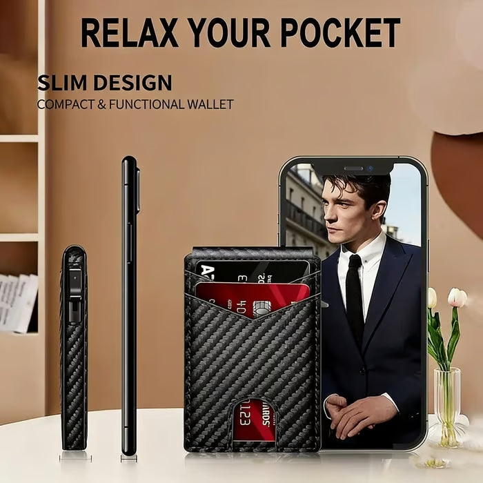 Pop-Up Slim Wallet for Men – RFID Blocking Aluminium Card Holder