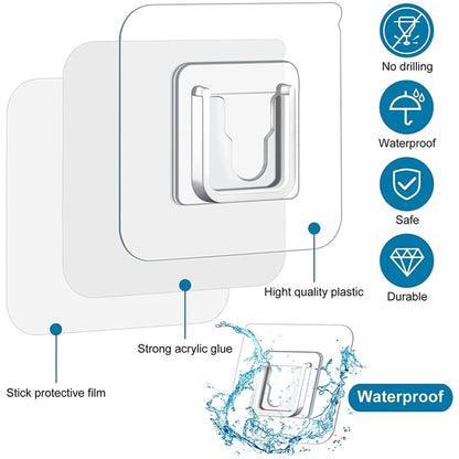 Transparent Double-sided Adhesive Wall Hooks - Pack Of 16