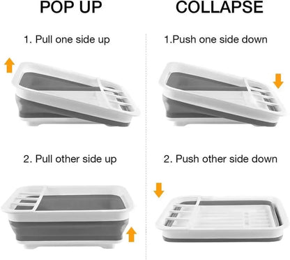 Kitchen Foldable Dish Rack with Drainer