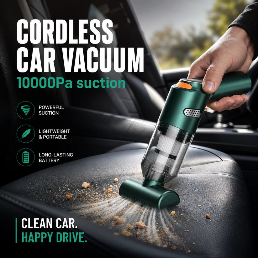 Cordless Car Vacuum – 10000Pa Suction & 4000mAh Battery 🚗