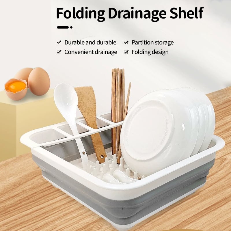 Kitchen Foldable Dish Rack with Drainer