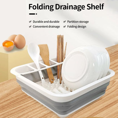 Kitchen Foldable Dish Rack with Drainer