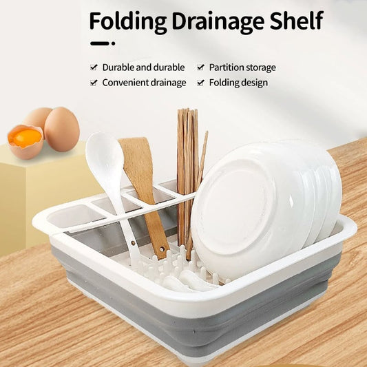 Kitchen Foldable Dish Rack with Drainer