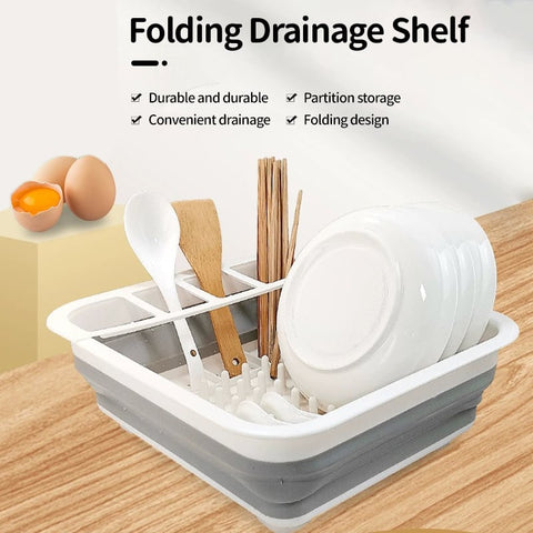Kitchen Foldable Dish Rack with Drainer