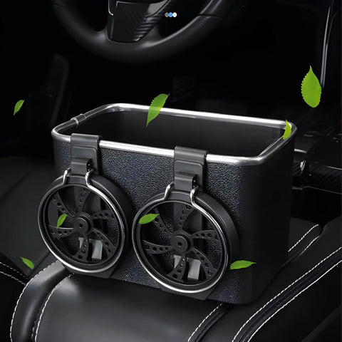 Car armrest Storage Box with 2 Foldable Cup Holder