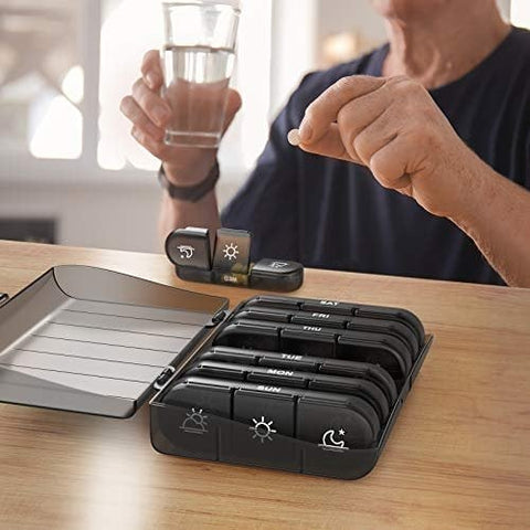 21 Grid Black Pill Box Sorting Box