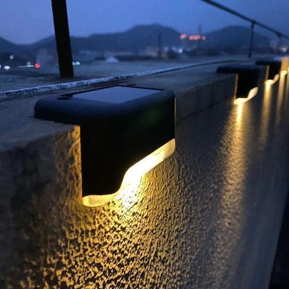 LED Solar Lamp Path Staircase Outdoor Waterproof Wall Light Pack of 4