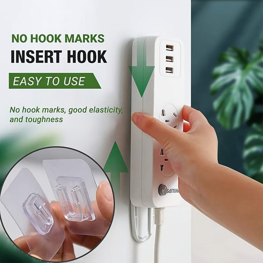 Transparent Double-sided Adhesive Wall Hooks - Pack Of 16