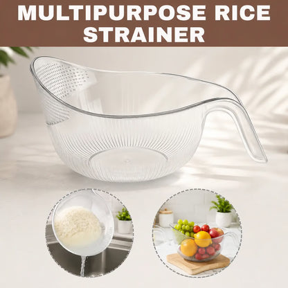Multi-Functional Rice Strainer with Handle, BPA-Free Kitchen Colander