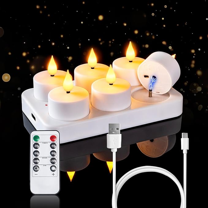 Rechargeable LED heat candles (flameless) – Set of 12