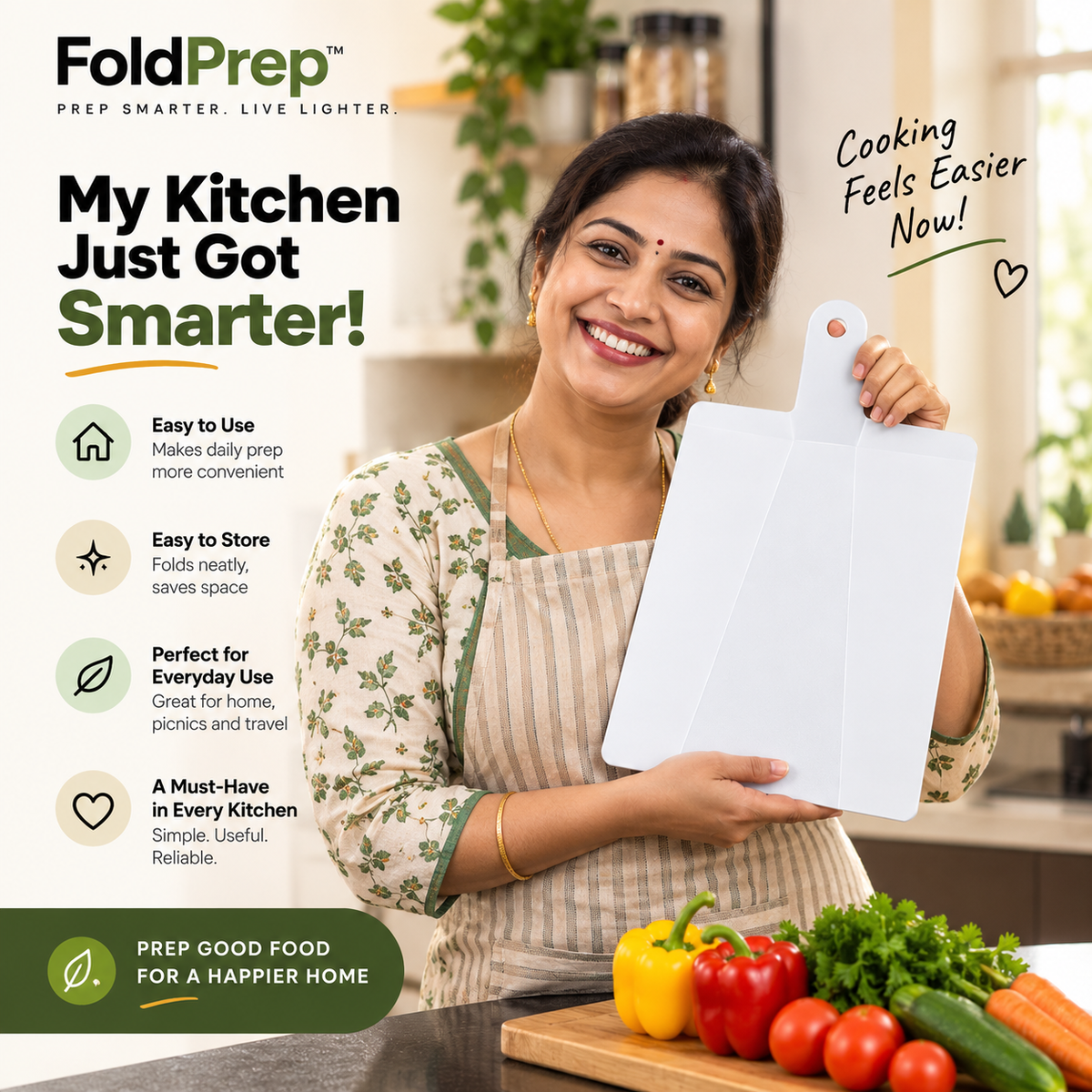 FOLDPREP™ Portable Folding Chopping & Prep Board
