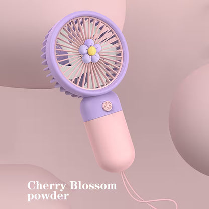 Cute contrast colour flower handheld small fan