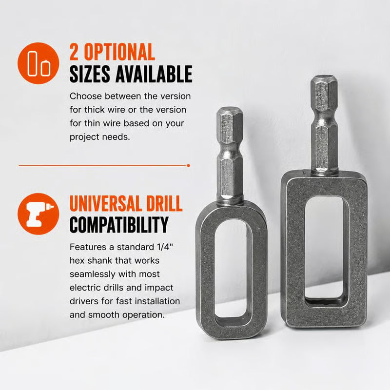 Steel Wire Twisting Tool for Drill - Fast Tightening & Auto Trimming Wire Twist Attachment