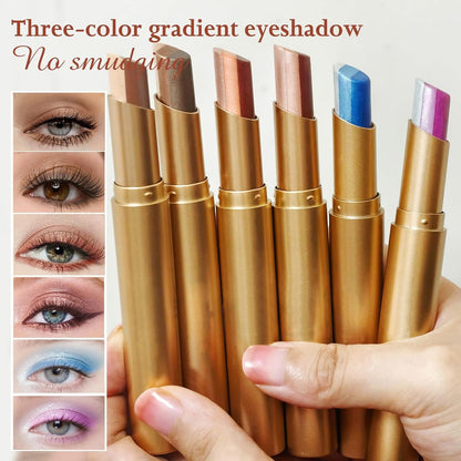 3-Shade Cream Eyeshadow Stick – Smooth Blendable Eye Makeup (Pack of 6)