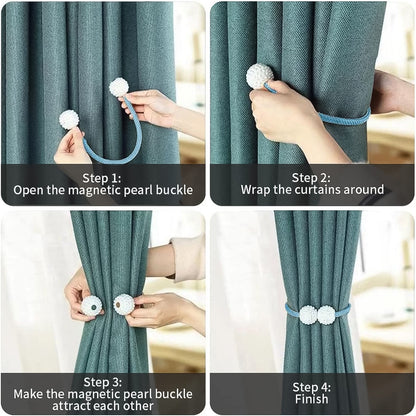 Polyester and Magnet Curtain - Pack Of 2