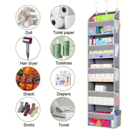 The Door Storage Organizer with 5 Pockets 10 Mesh Pockets