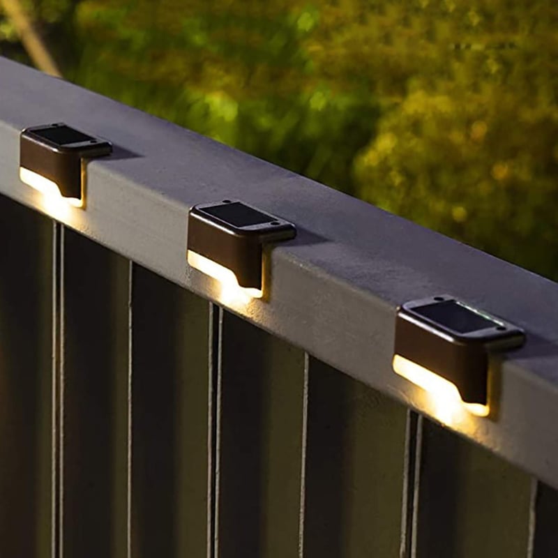 LED Solar Lamp Path Staircase Outdoor Waterproof Wall Light Pack of 4