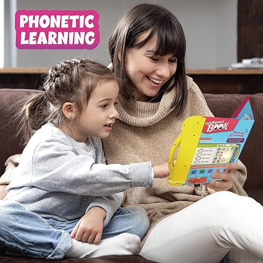 Intelligence E-Book for Kids - Activities with Numbers, Shapes, Animals Phonetic Learning Book for Toddlers + 1 Pencil Pouch FREE