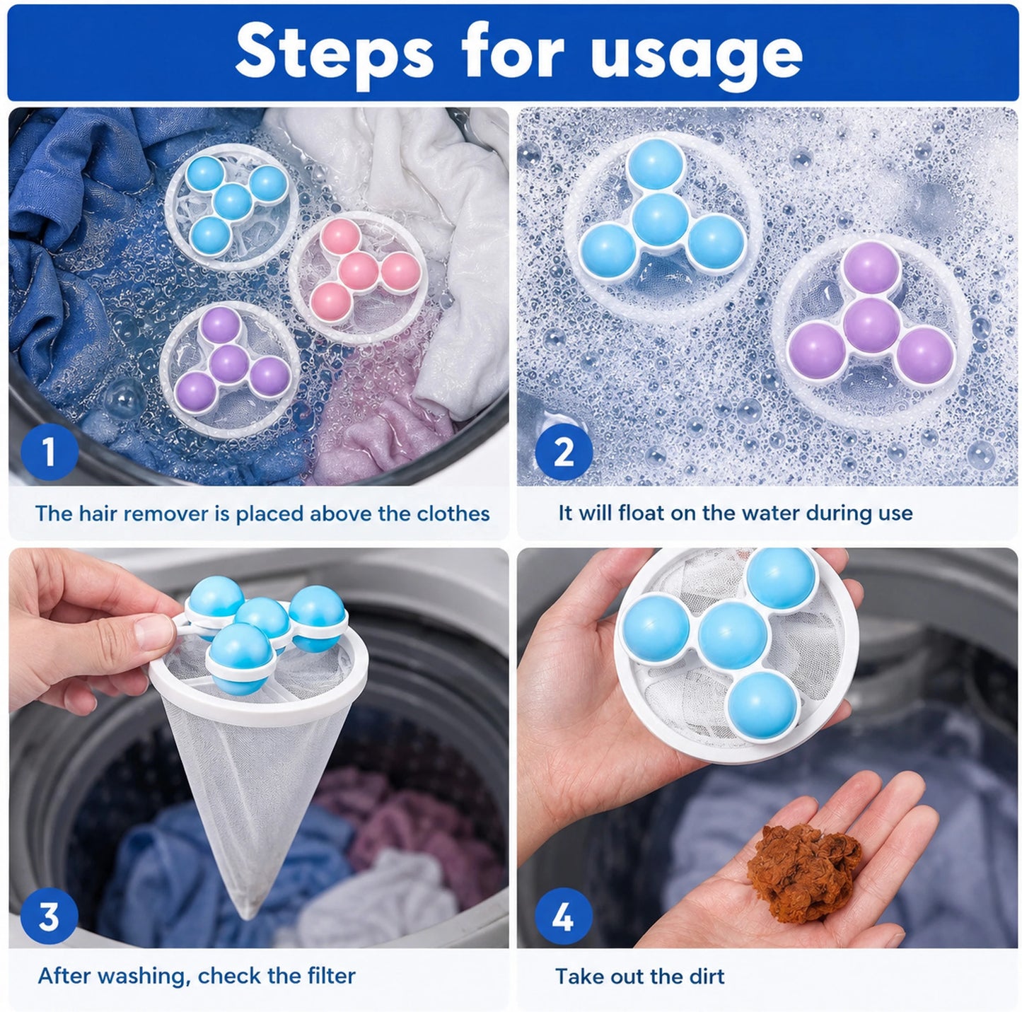 3 Pack Washing Machine Filter Bag - Captures Pet Hair, Prevents Tangles, Reusable 🧼🐾