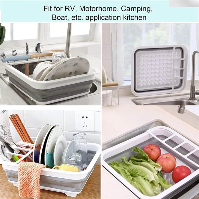 Kitchen Foldable Dish Rack with Drainer