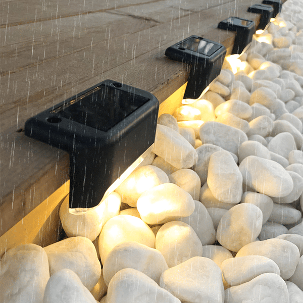 LED Solar Lamp Path Staircase Outdoor Waterproof Wall Light Pack of 4