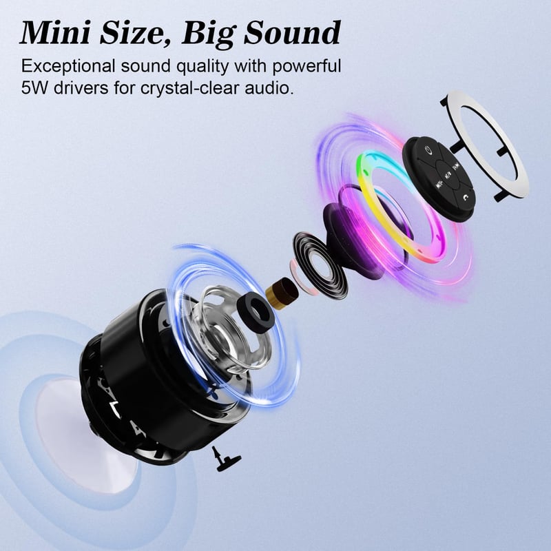 Bathroom Waterproof Wireless Bluetooth Speakers with LED Light