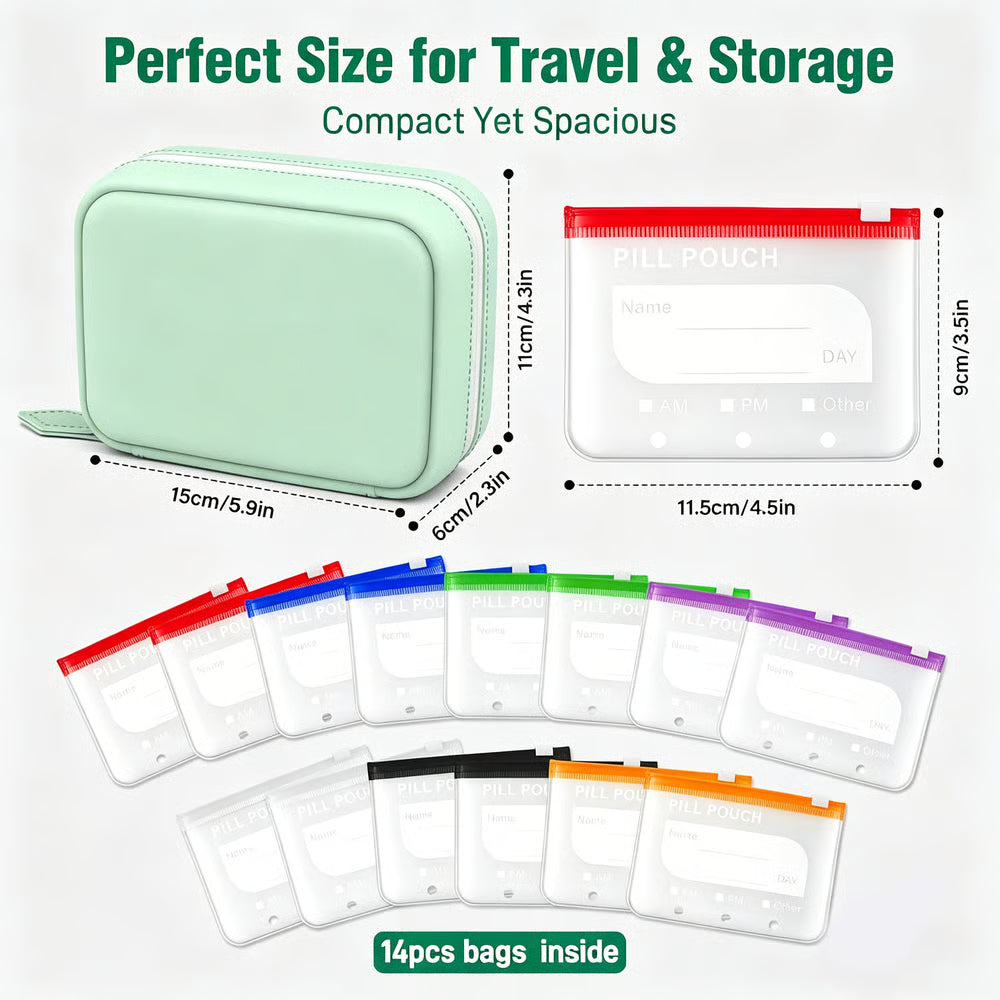💊 A8 Waterproof Pill Pouch Set – Large Weekly Travel Medicine Organizer