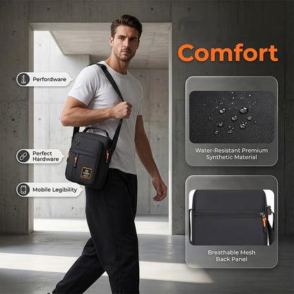 Men’s Oxford Crossbody Sling Bag – Water-Resistant, Multi-Pocket Daily Bag
