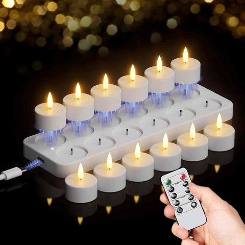 Rechargeable LED heat candles (flameless) – Set of 12