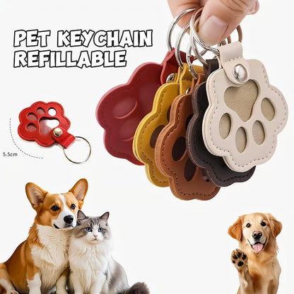 Pet Paw Shaped Leather Keychain - 4PCS