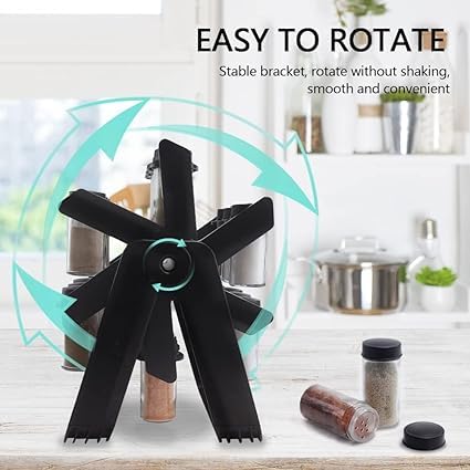 Rotating Spice Rack Organizer with 18 Glass Spice Jars,