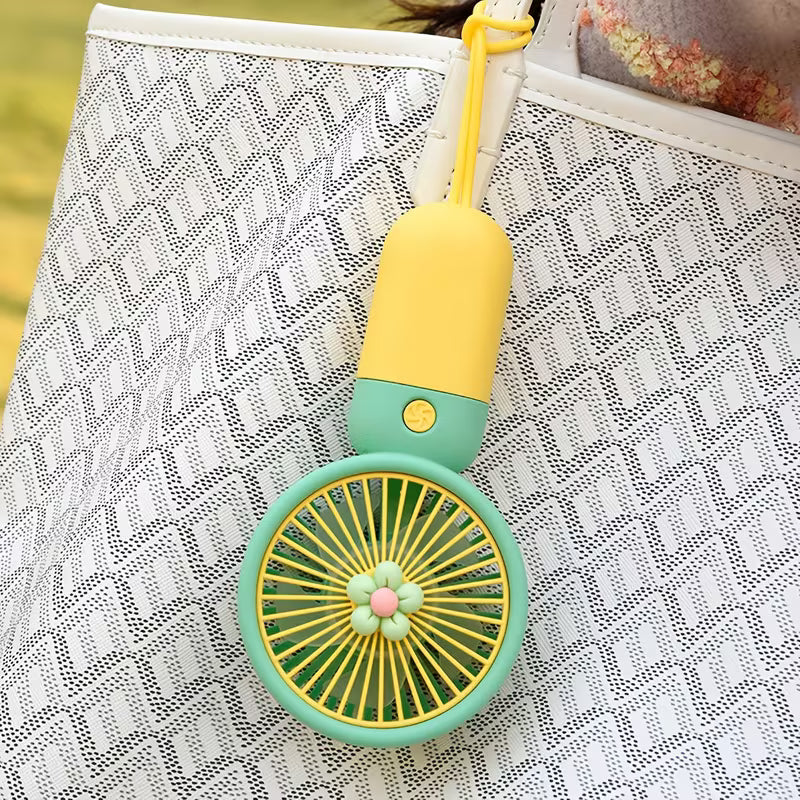 Cute contrast colour flower handheld small fan