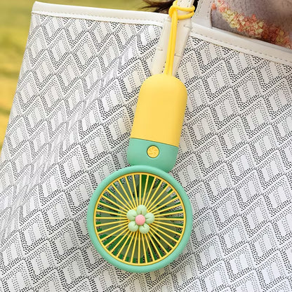 Cute contrast colour flower handheld small fan