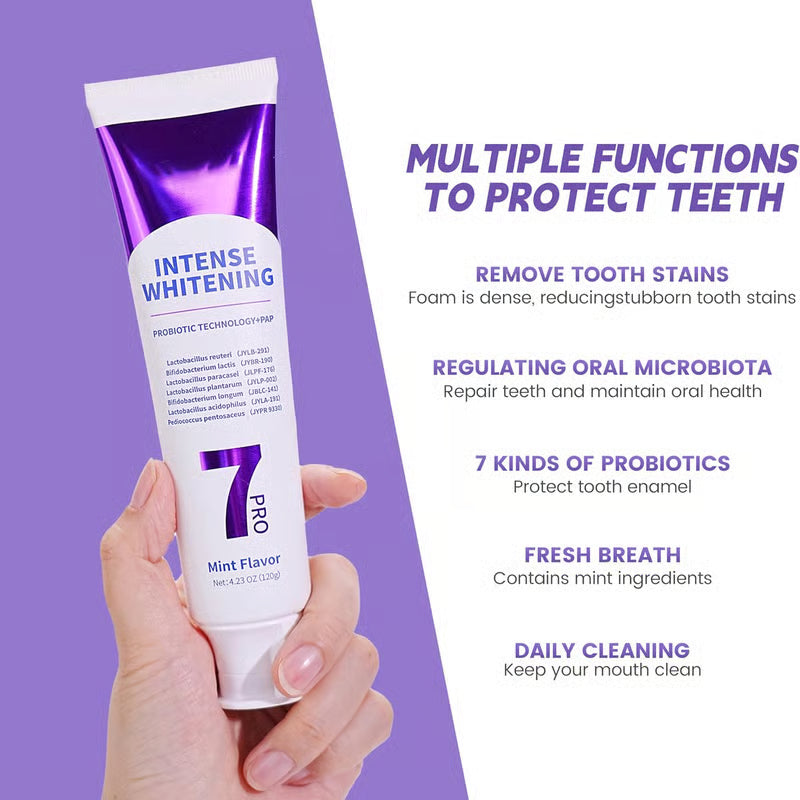 New 7-Pro Intensive Toothpaste | Upgraded Purple Formula with 7 Probiotics | Deep Enamel Repair & Long-Lasting Freshness