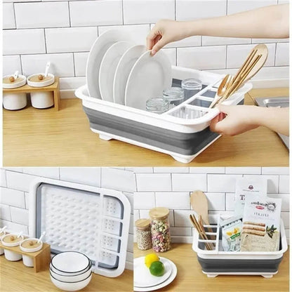 Kitchen Foldable Dish Rack with Drainer
